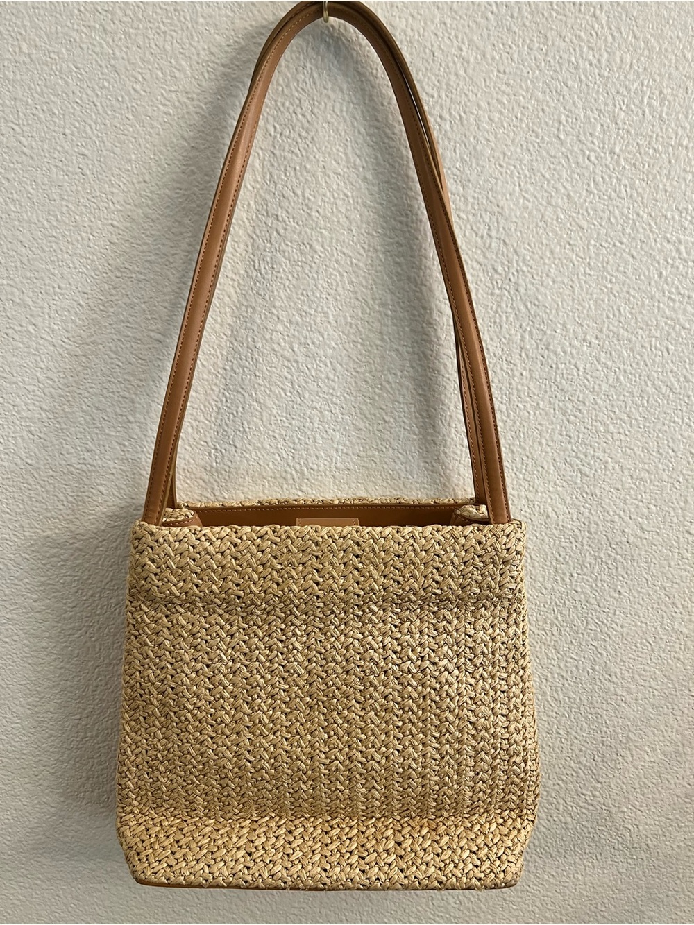 Nine West Woven Straw Shoulder Bag Natural Tan - Picture 3 of 4